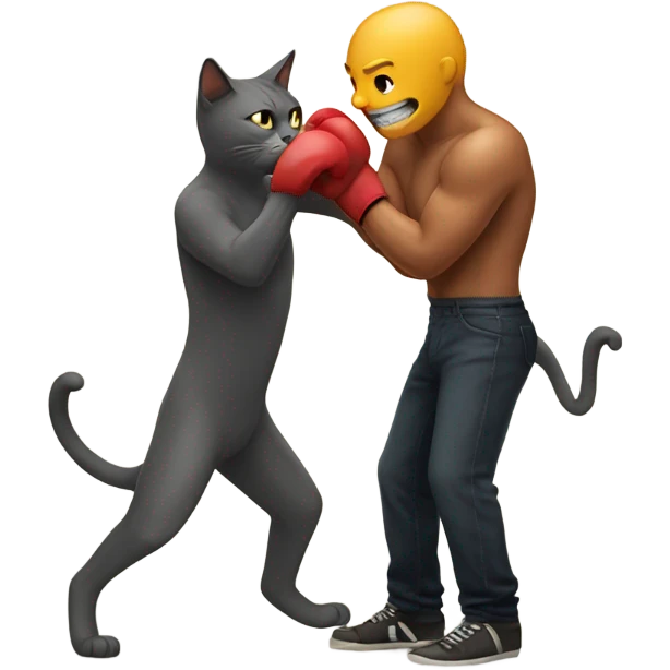 Cat boxing a six foot man emoji