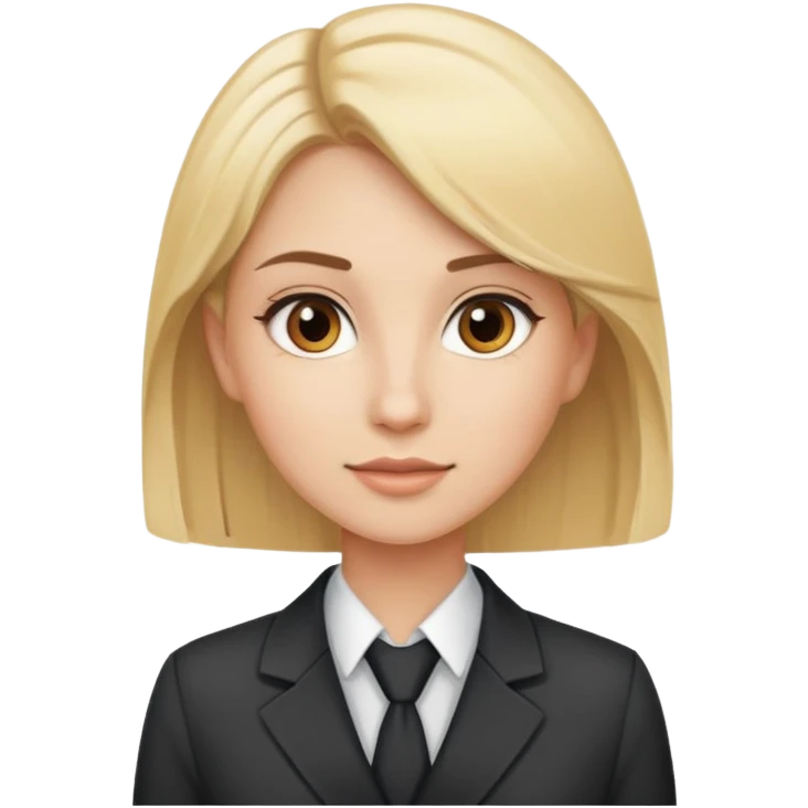 young women, blonde, brown eyes, wears official clothes, looks like sales manager emoji