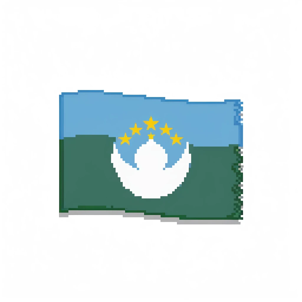 Iraqi Turkmen flag - a sky blue rectangular flag with a white crescent moon and star in the center. There is one straight white horizontal line across the top of the moon and another straight white horizontal line below the moon. emoji