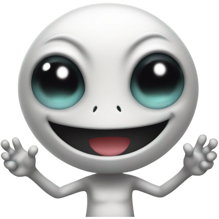 happy cute alien with peace sign on hand emoji
