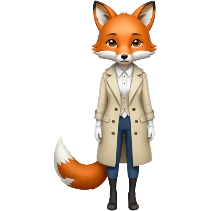 sad anthropomorphised female fox in stylish outfit, no sunglasses, very sad and crying, looking to the left, full-body view emoji