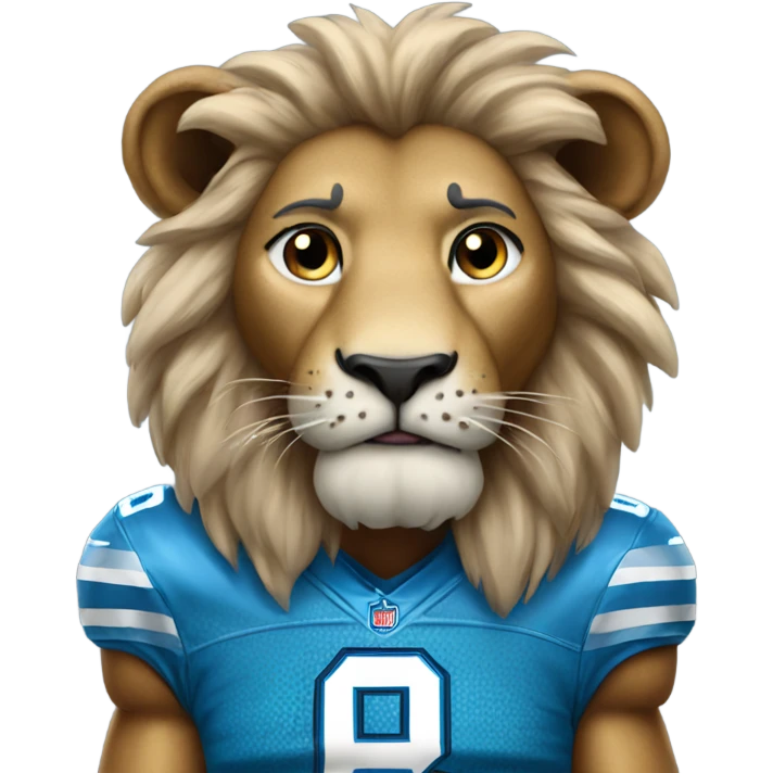 A lion wearing a Detroit Lions jersey  emoji
