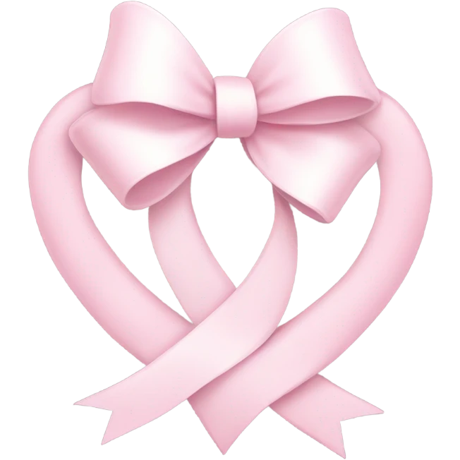 white heart with light pink ribbon bow emoji