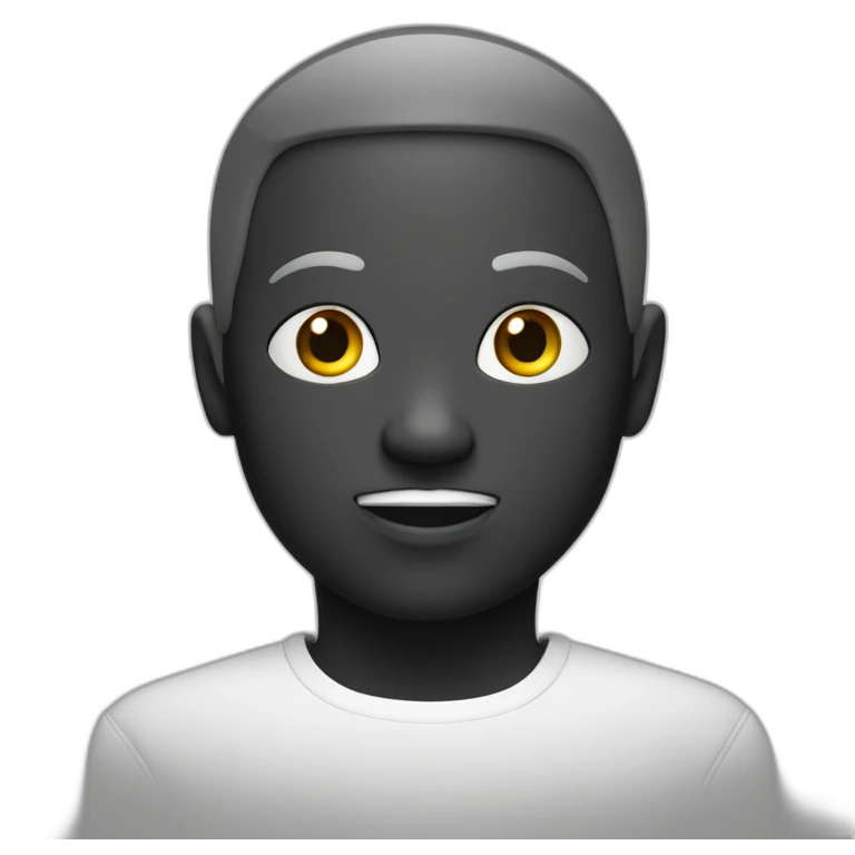 Une personne blanc et noir avec des yeux blancs qui illumine emoji