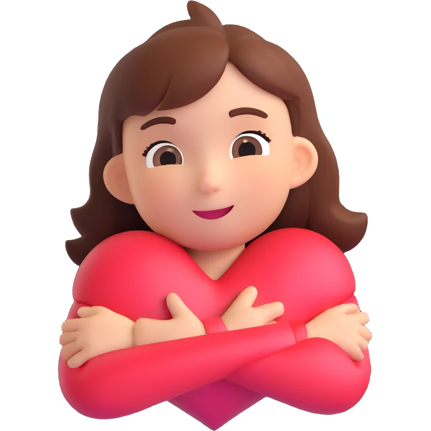 cute emote showing care and affection, warm and friendly expression, heart or hug gesture, suitable for sending to a friend emoji