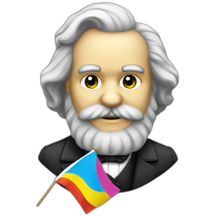 karl marx holding a pansexual flag emoji