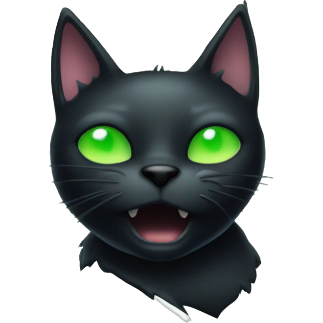 Spooky black cat with green ryes emoji