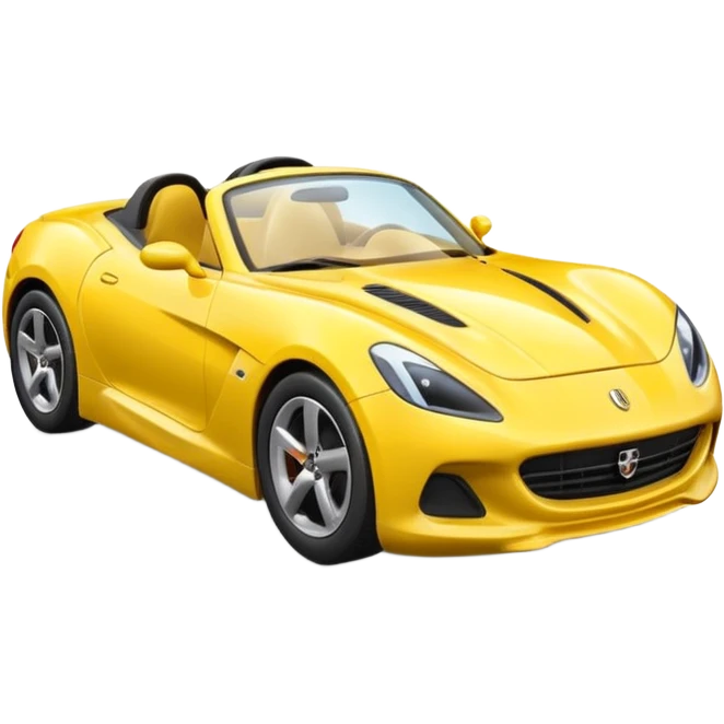Generate a high-quality 3D cartoon-style emoji of a yellow sports car, sleek and shiny, realistic shading, smooth gradient colors, rounded and cute appearance, simple white background, high-resolution. emoji