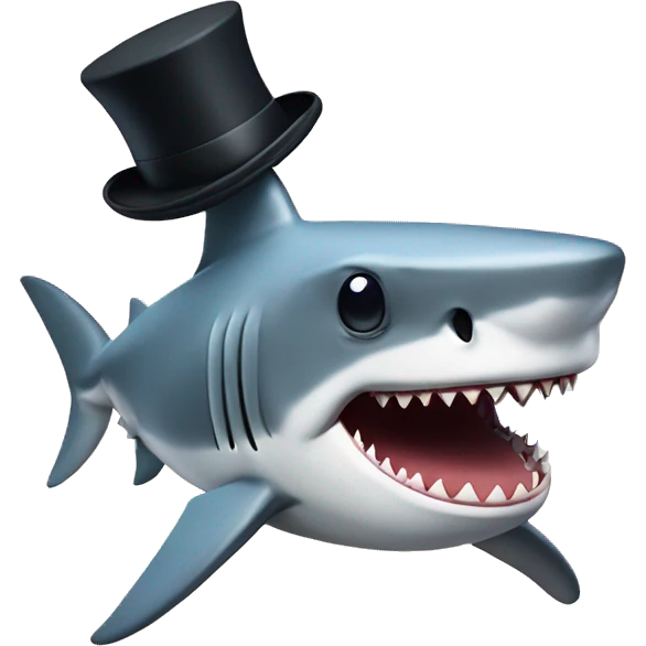 Shark whit top hat  emoji