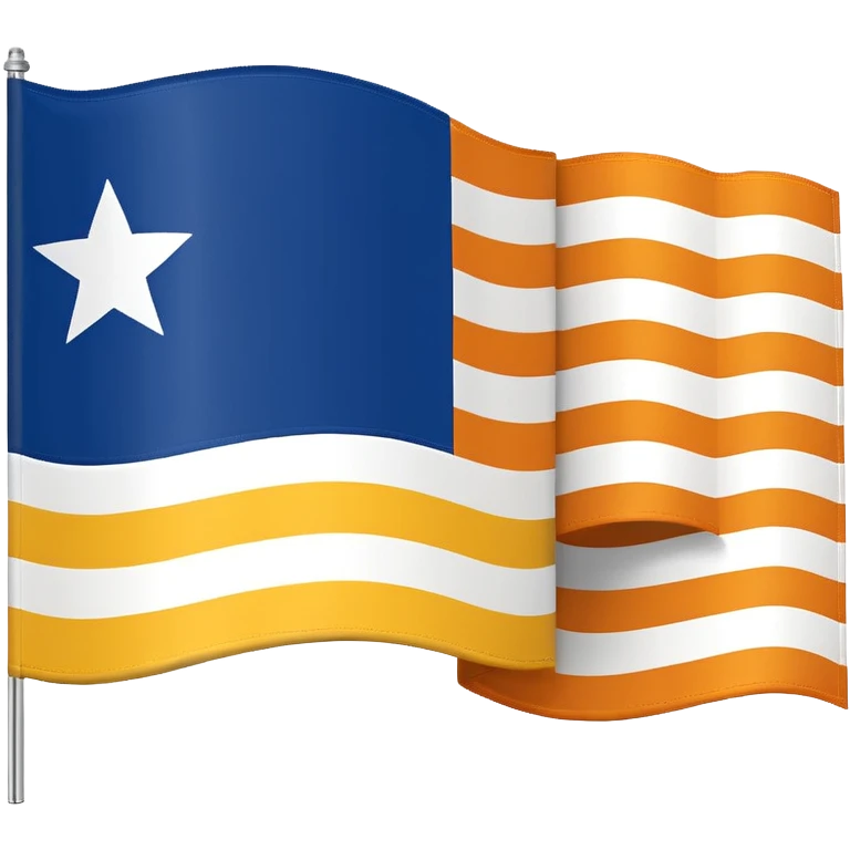 A flag whit darkblue, blue, white, yellow and orange and has 5 stripes white in the middle, blue in next to white left, yellow next to white right, orange next to yellow right, dark blue next to blue left emoji
