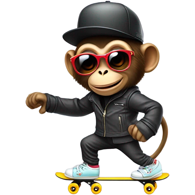monkey roller skating with cool outfit emoji