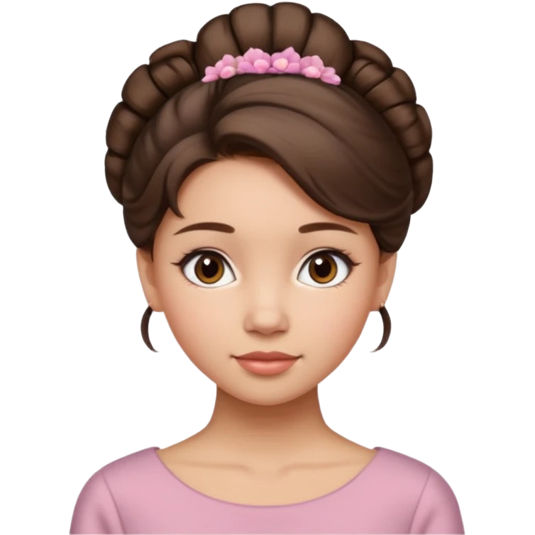Cinematic Realistic Workout Girl Portrait, depicted with lifelike skin texture, subtle rosy undertones, and soft natural lighting that enhances the gentle contours of her face. Her intricately detailed brunete hair is elegantly styled in an updo, emoji