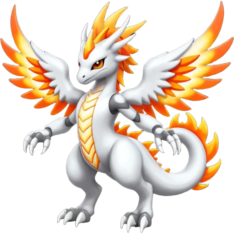 Meloetta-Reshiram-Wargreymon-Sergal-Pokémon-Digimon-Fakémon-fusion-hybrid-creature emoji