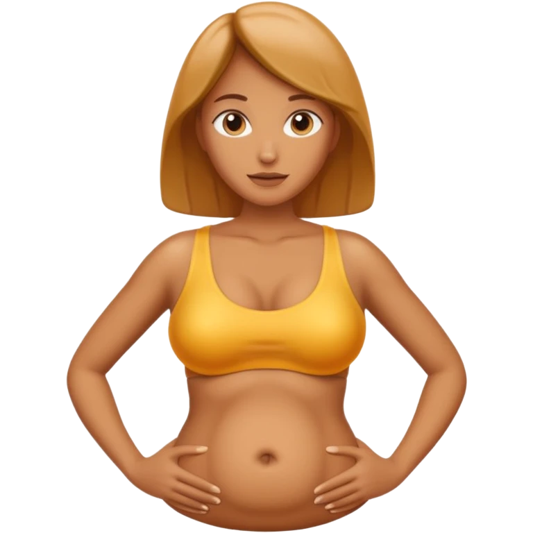 tan woman with inflated oiled belly emoji