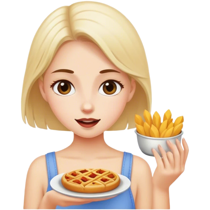 A girl getting food emoji