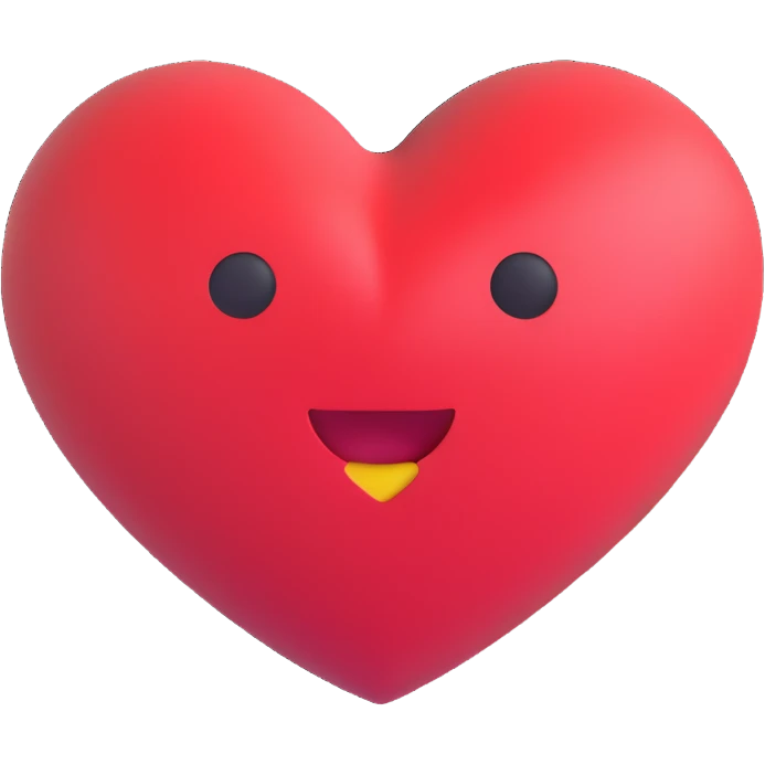 large smooth vibrant heart shape, Microsoft fluent 3D emoji style emoji