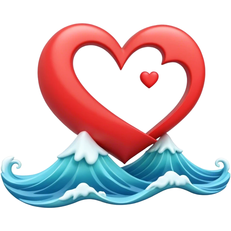 Sea wave in 3d heart emoji