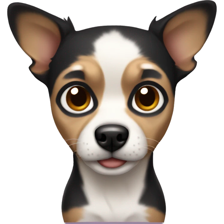 dark hair dark eyes man with short mustache playing chihuahua emoji