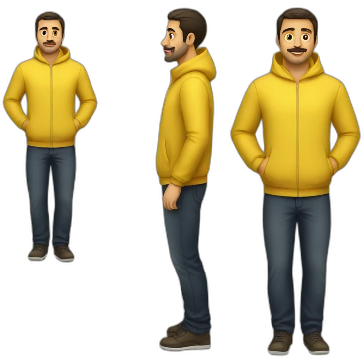 Armenian men in yellow clothing in public trasnport emoji