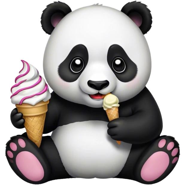 Panda eating ice cream emoji