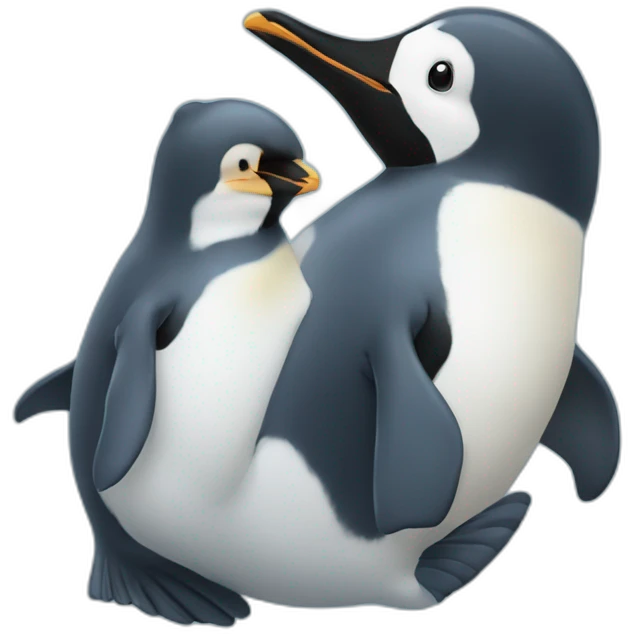 Un pingouin sur un dauphin bleu emoji