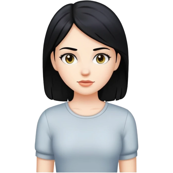 White girl with black hair standing  emoji