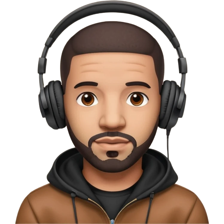 drake Black Headphones emoji