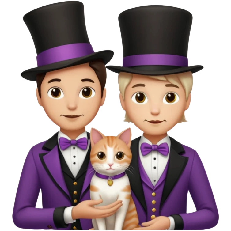 magician couple and their pet cat emoji