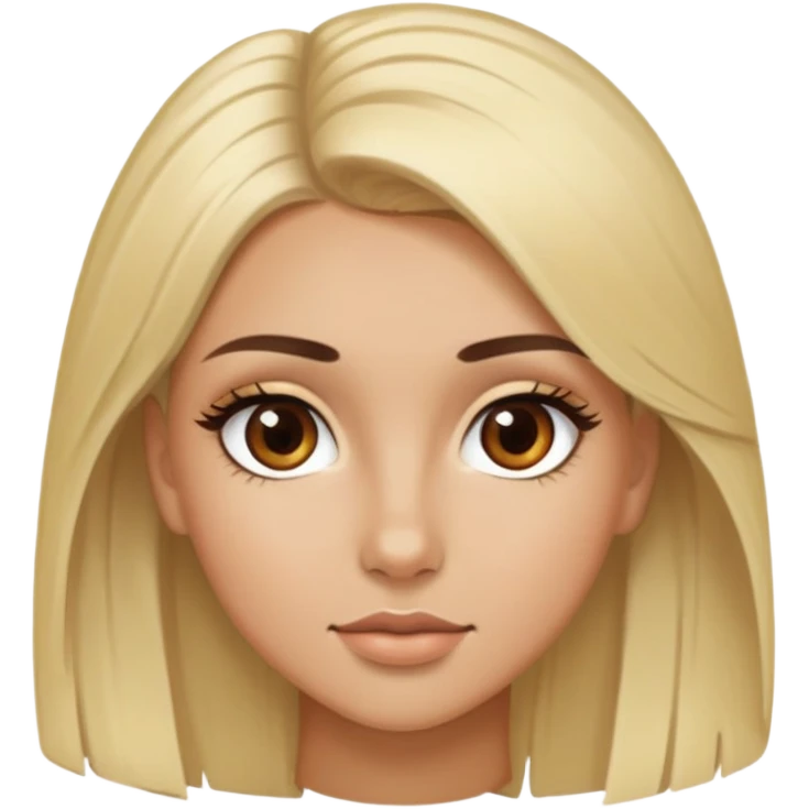 Soft Blonde ,  tan skin, brown eyes, brown eyebrows, beautiful eyelashes emoji