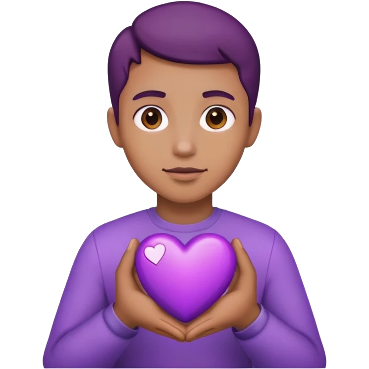Purple heart in his hands emoji