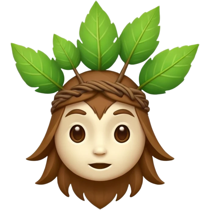 woodland spirit shaking head with leaf cross symbol emoji
