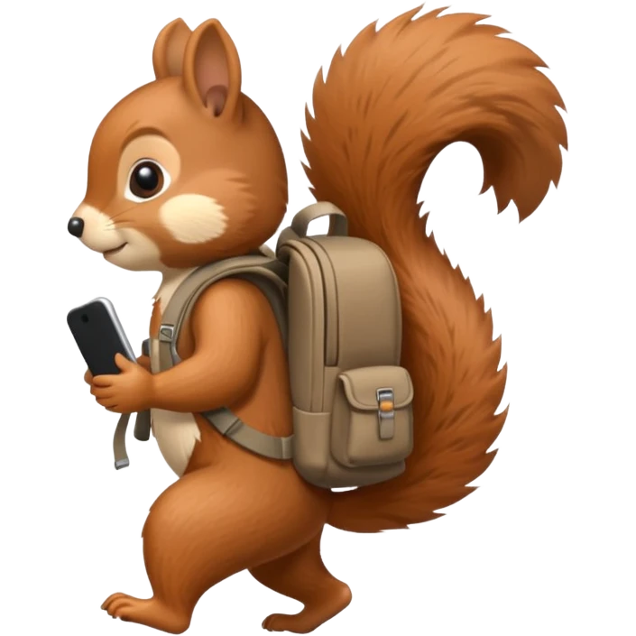 a squirrel walking with a backpack
 emoji