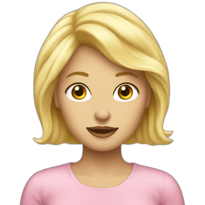 Femme blonde qui essaie une perruque emoji