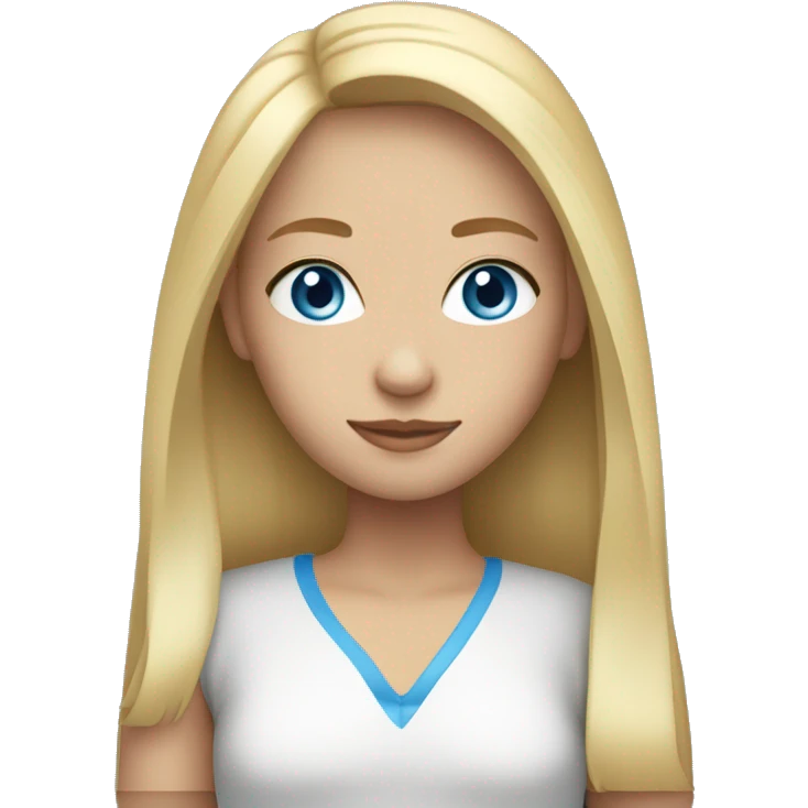 girl with blond straight hair and blue eyes emoji