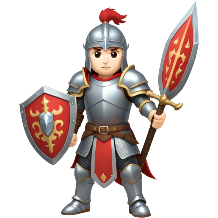 warrior with sword and shield in fantasy battle emoji