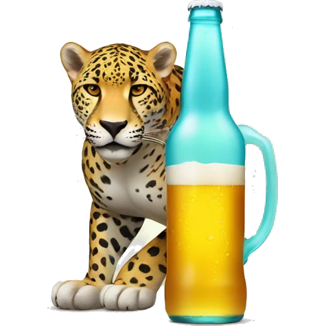 Minimalist Jaguar drink a beer emoji