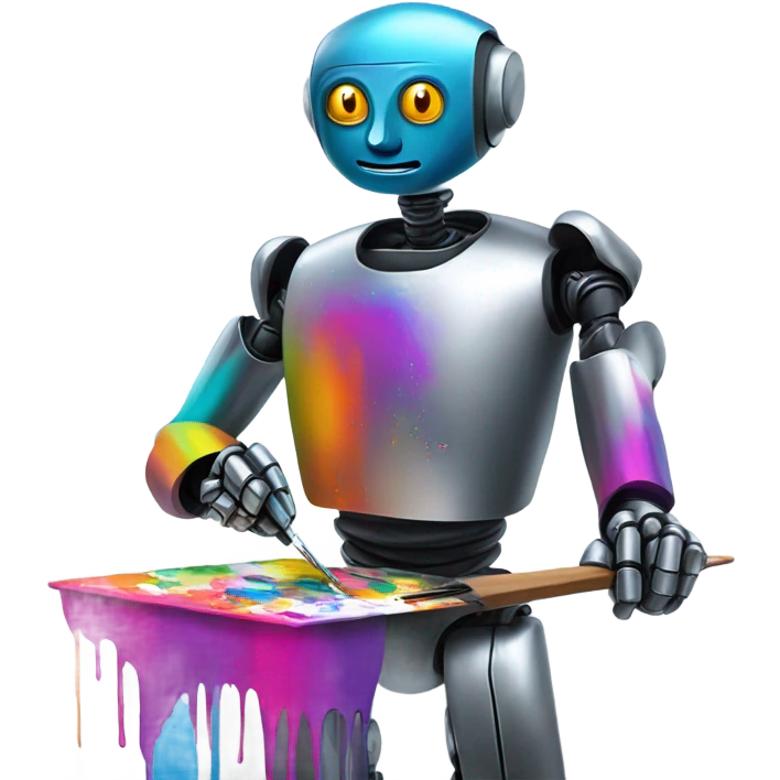 robot paints emoji