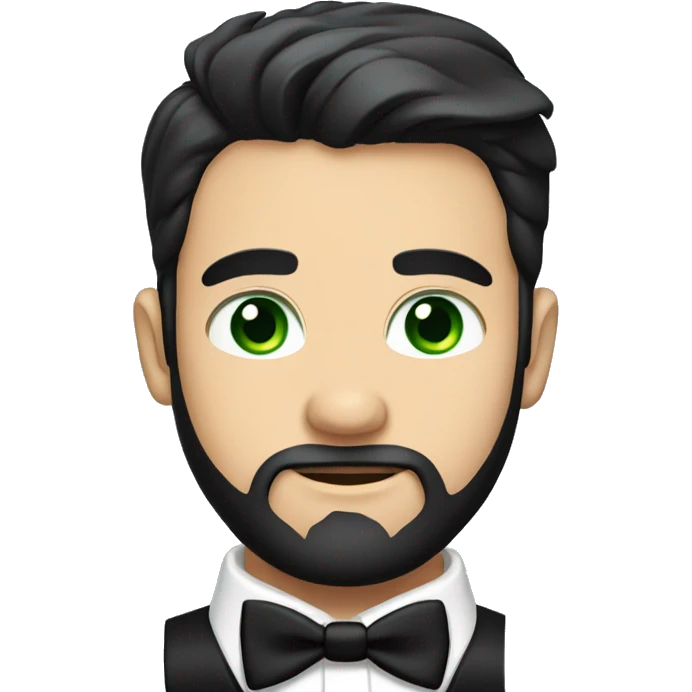 Young handsome man with bow tie and green eyes and full beard, black hair  emoji
