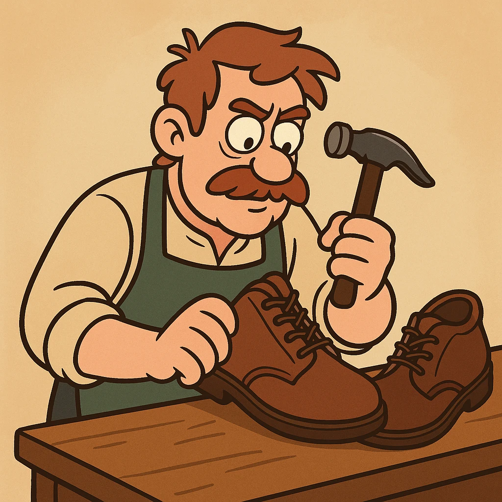 shoemaker working on a shoe, cartoon style emoji