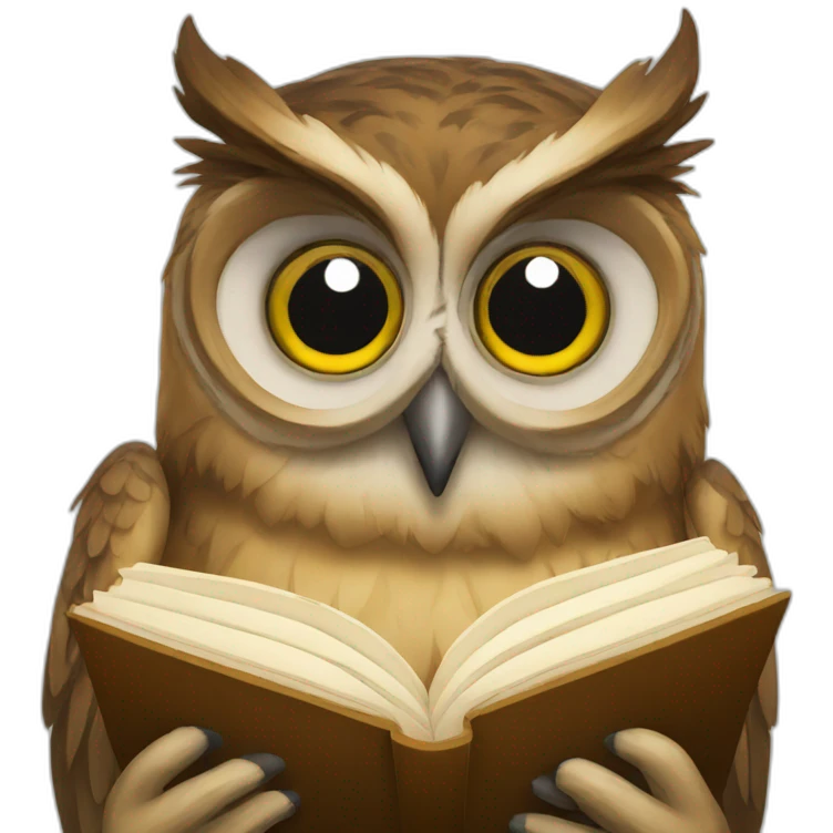 Owl reading emoji