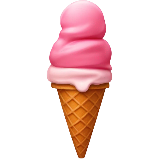Ice cream cone with two scoops of strawberry ice cream emoji