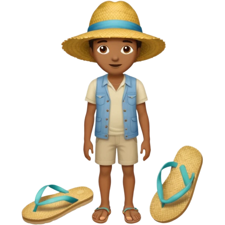 Créole réunionnais chapeau paille tong au pieds  emoji