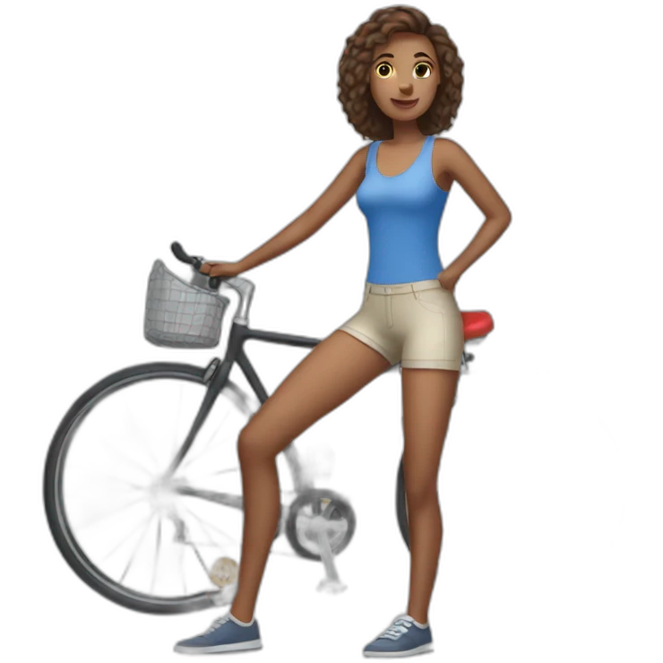 woman wearing shorts on bicycle emoji