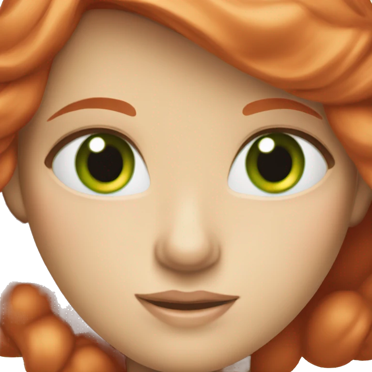White Red head woman with green eyes and a princess crown emoji
