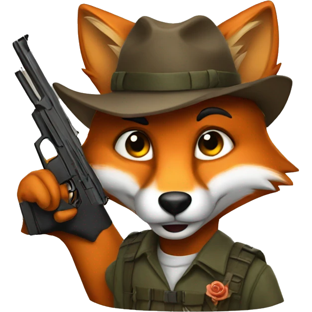 a fox whit a gun emoji
