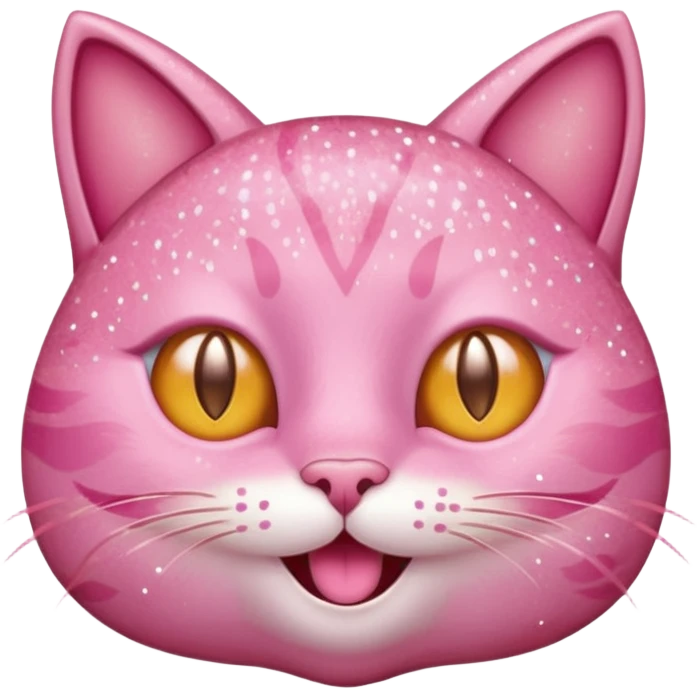 glitter pink cat happy winking emoji