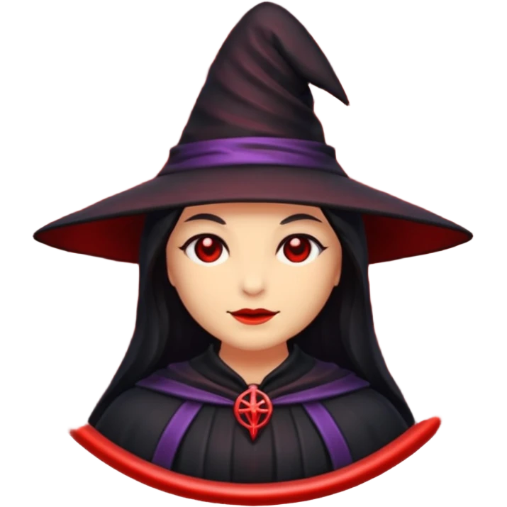 iOS emoji, dark fantasy magic seal, witch symbol, web pattern, red glow, minimal clean style emoji