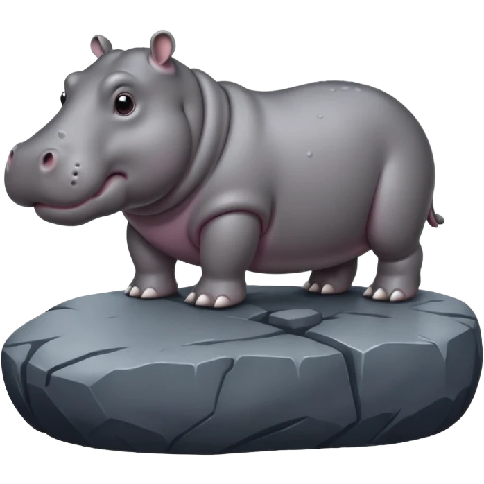 hippo on rock emoji