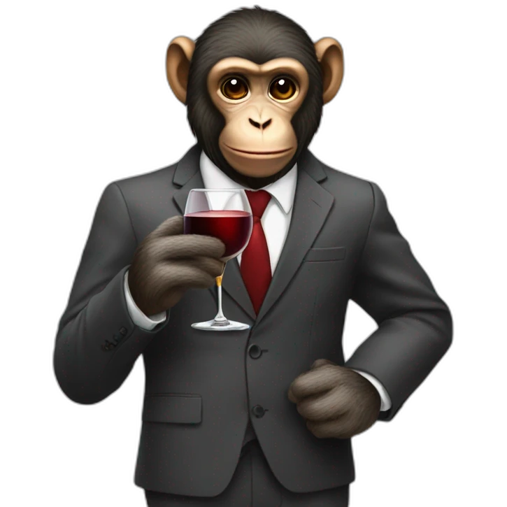 Monkey in a suit with a glass of wine emoji