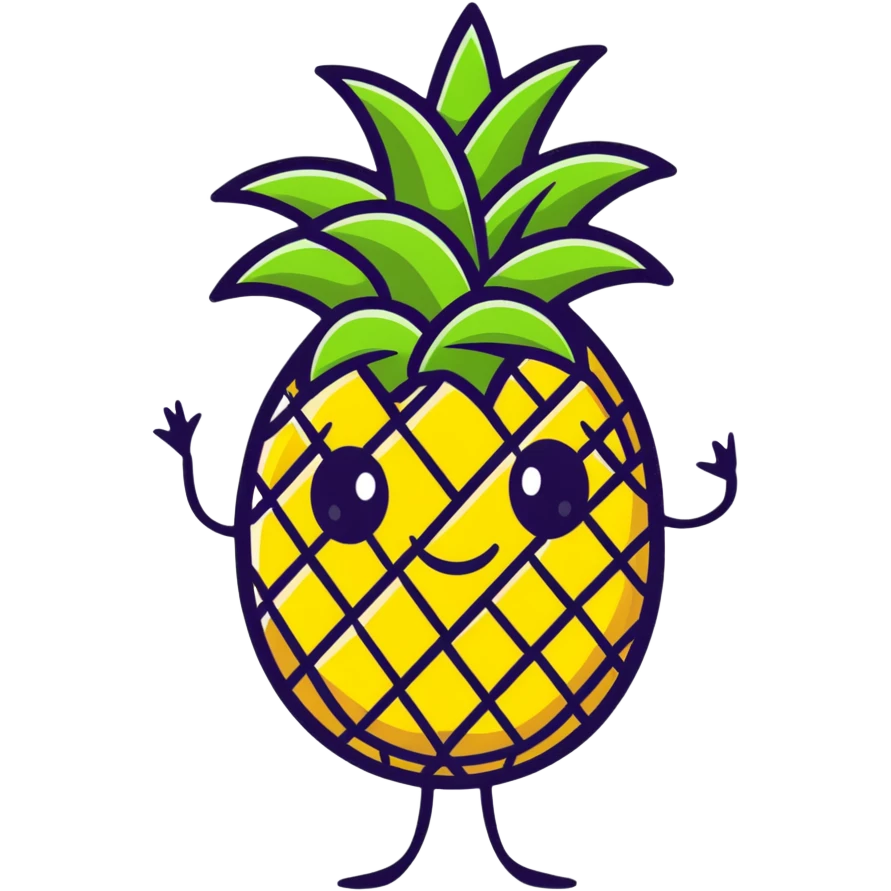 cute pineapple with smiling face emoji